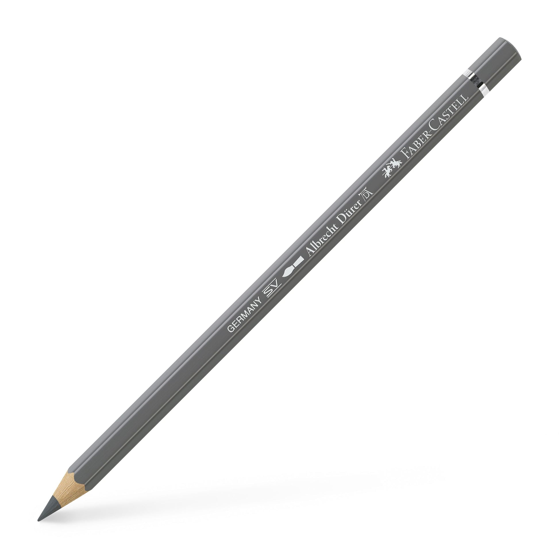 Creion colorat acuarelabil profesional Albrecht Dürer Faber-Castell în nuanța neutră profundă Gri Cald V 274, cu mină groasă de 3.8 mm și pigmenți superiori perfect solubili în apă