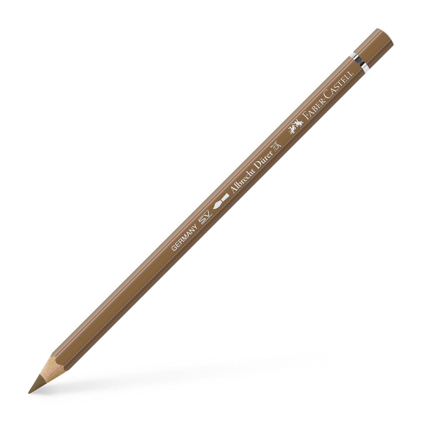 Creion colorat acuarelabil profesional Albrecht Dürer Faber-Castell în nuanța pământie Maro Umbră 180, cu mină groasă de 3.8 mm și pigmenți superiori perfect solubili în apă