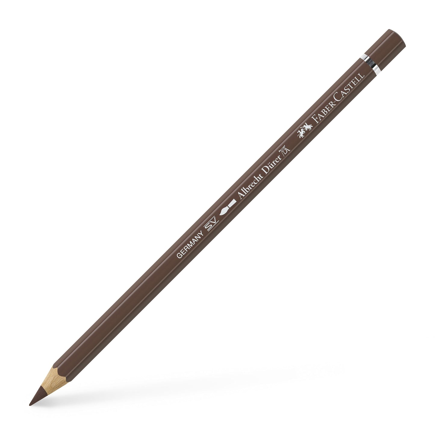 Creion colorat acuarelabil profesional Albrecht Dürer Faber-Castell în nuanța profundă Maro Van Dyck 176, cu mină groasă de 3.8 mm și pigmenți superiori perfect solubili în apă
