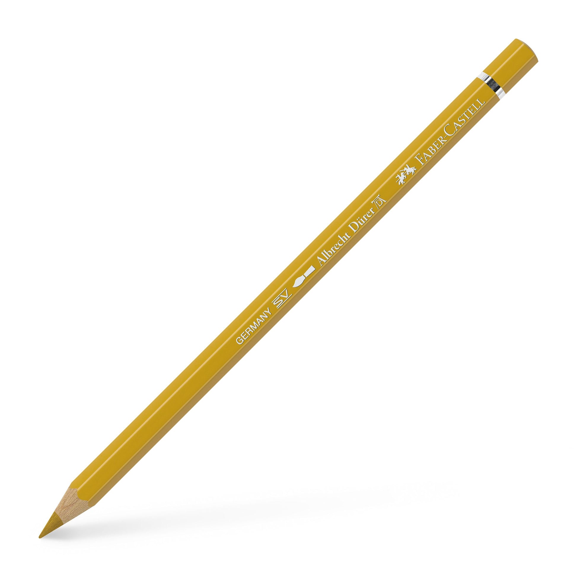 Creion colorat acuarelabil profesional Albrecht Dürer Faber-Castell în nuanța caldă Ocru Deschis 183, cu mină groasă de 3.8 mm și pigmenți superiori perfect solubili în apă