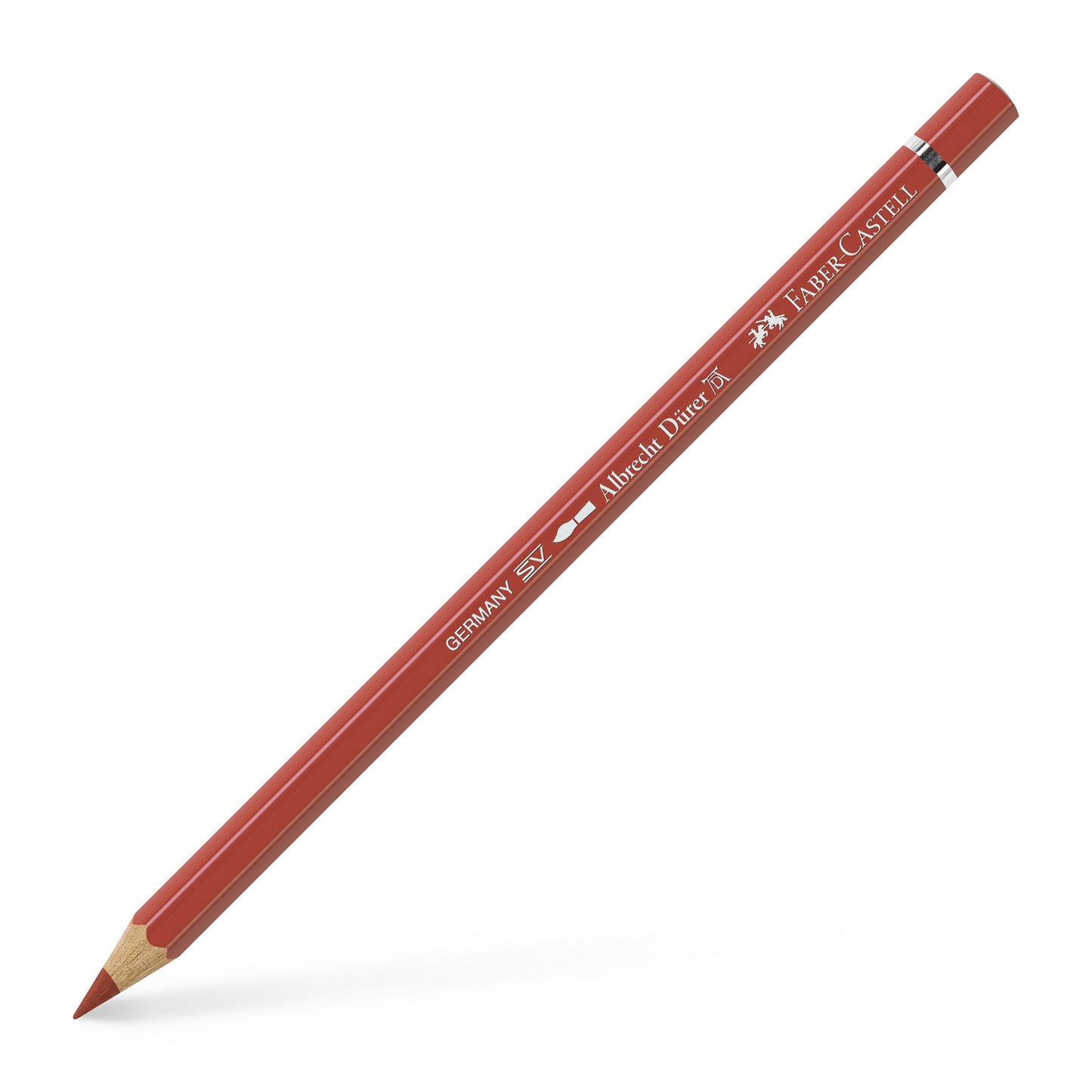 Creion colorat acuarelabil profesional Albrecht Dürer Faber-Castell în nuanța pământie Roșu Pompei 191, cu mină groasă de 3.8 mm și pigmenți superiori perfect solubili în apă