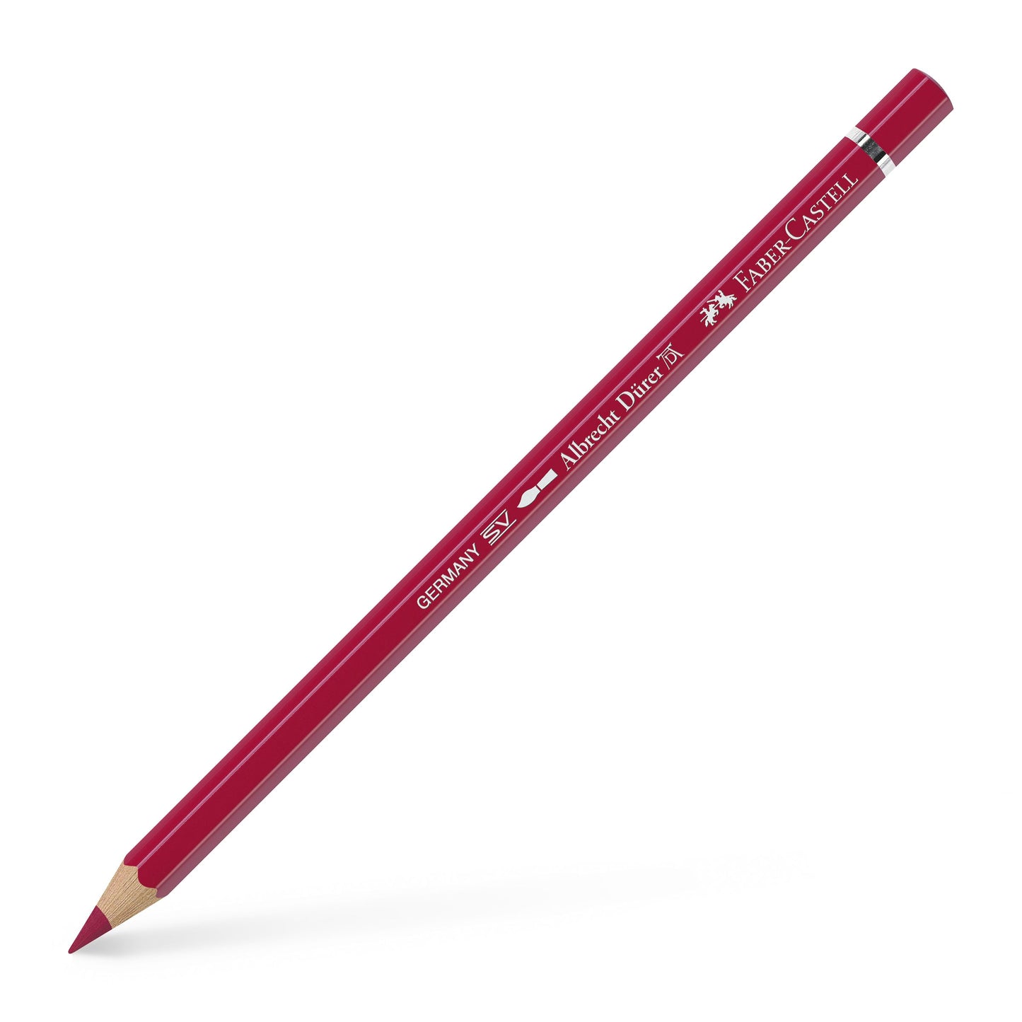 Creion colorat acuarelabil profesional Albrecht Dürer Faber-Castell în nuanța vibrantă Roșu Stacojiu 226, cu mină groasă de 3.8 mm și pigmenți superiori perfect solubili în apă