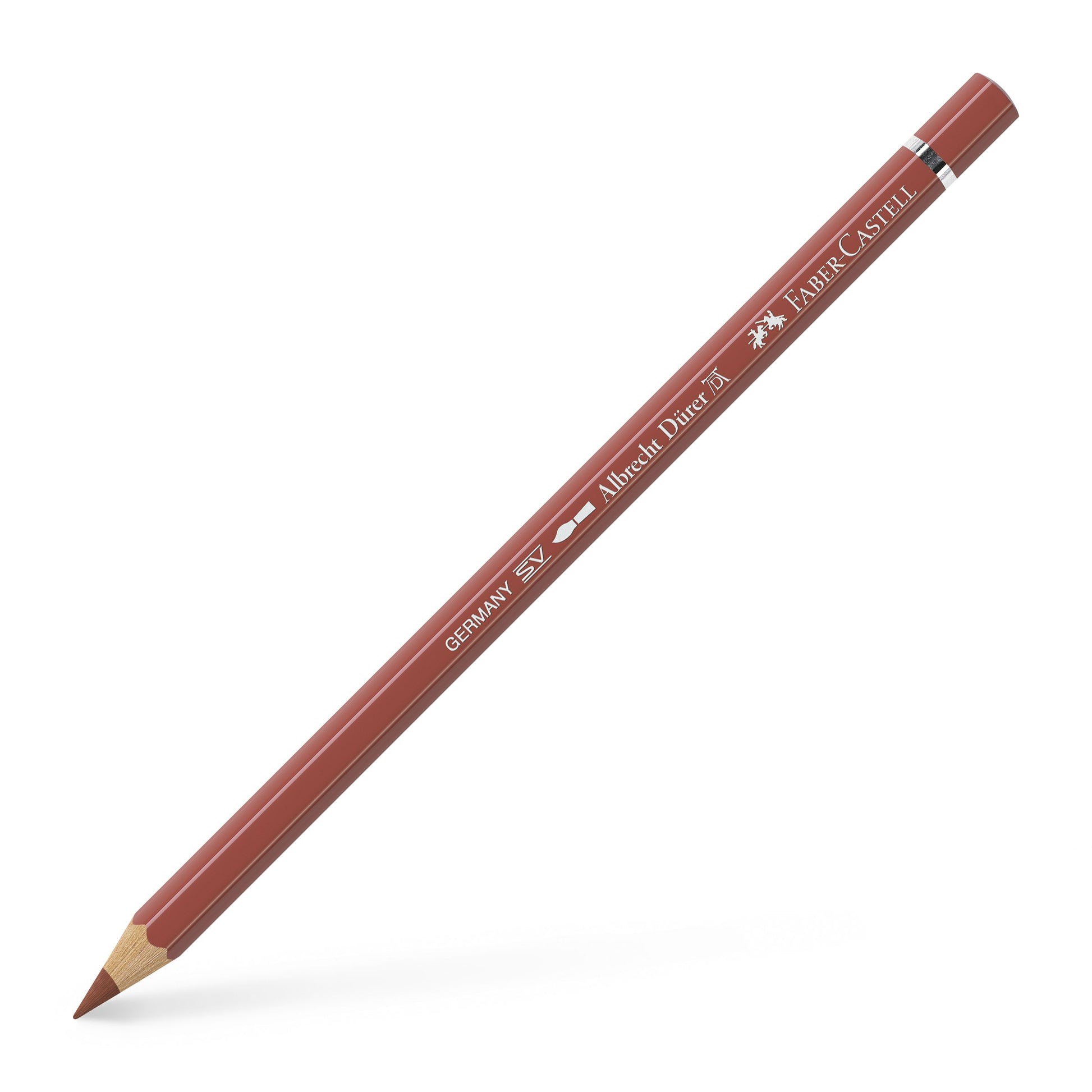 Creion colorat acuarelabil profesional Albrecht Dürer Faber-Castell în nuanța pământie Roșu Venețian 190, cu mină groasă de 3.8 mm și pigmenți superiori perfect solubili în apă