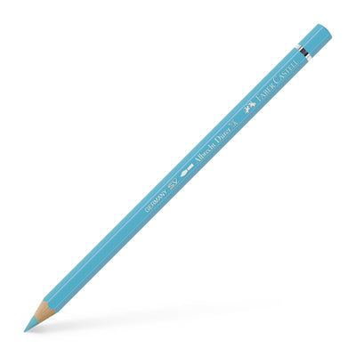 Creion colorat acuarelabil profesional Albrecht Dürer Faber-Castell în nuanța luminoasă Turcoaz Cobalt Deschis 154, cu mină groasă de 3.8 mm și pigmenți superiori perfect solubili în apă
