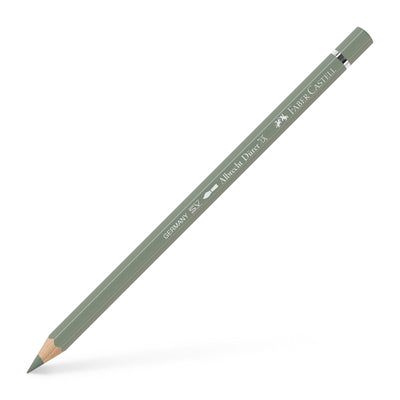 Creion colorat acuarelabil profesional Albrecht Dürer Faber-Castell în nuanța naturală Verde Arctic 172, cu mină groasă de 3.8 mm și pigmenți superiori perfect solubili în apă