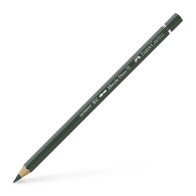 Creion colorat acuarelabil profesional Albrecht Dürer Faber-Castell în nuanța densă Verde Oxid de Crom Închis 278, cu mină groasă de 3.8 mm și pigmenți superiori perfect solubili în apă
