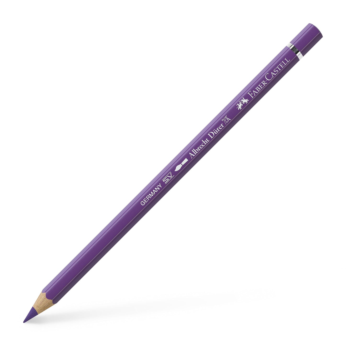 Creion colorat acuarelabil profesional Albrecht Dürer Faber-Castell în nuanța unică Violet Mangan 160, cu mină groasă de 3.8 mm și pigmenți superiori perfect solubili în apă