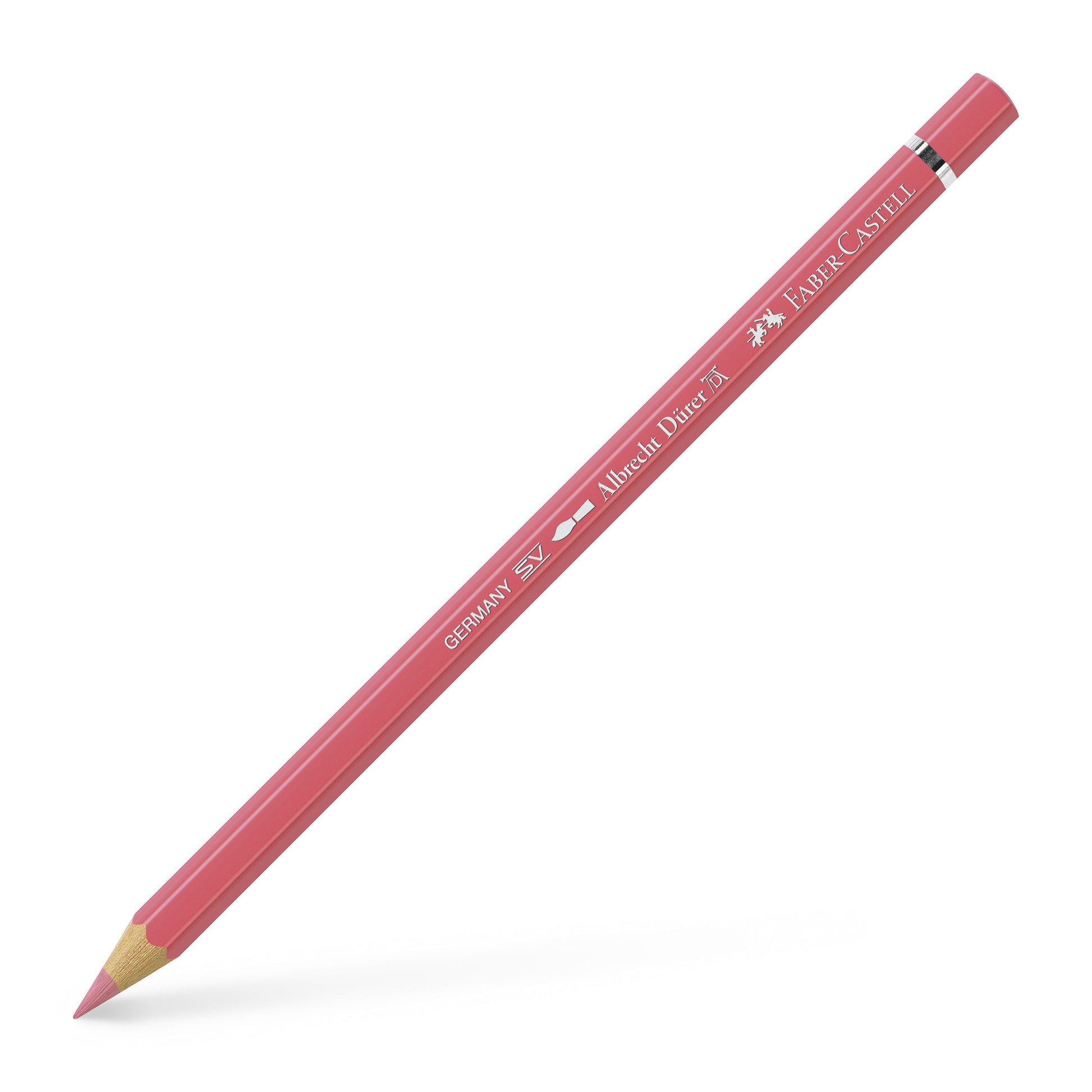 Creion colorat acuarelabil profesional Albrecht Dürer Faber-Castell în nuanța delicată Violet-Roz 130, cu mină groasă de 3.8 mm și pigmenți superiori perfect solubili în apă