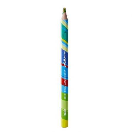 Creion colorat multicolor Jumbo din gama ColorWow de la Deli, ideal pentru copii, cu formă ergonomică și culori vii