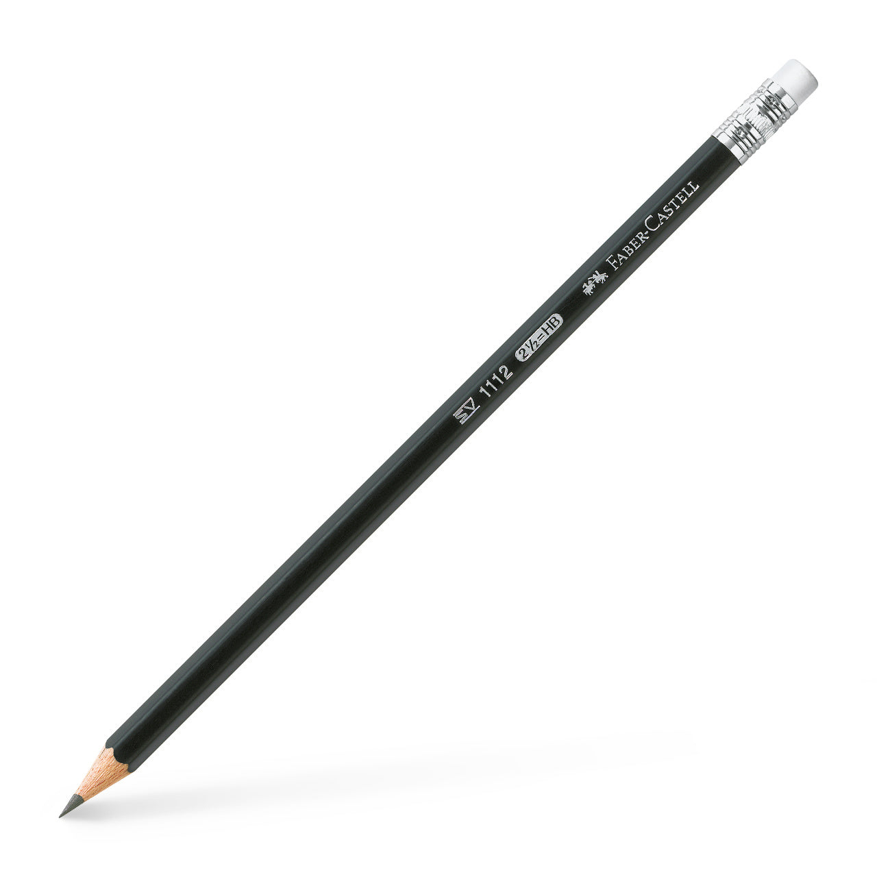 Creion grafit Faber-Castell 1112 duritate HB cu radieră, formă hexagonală, pentru școală și birou