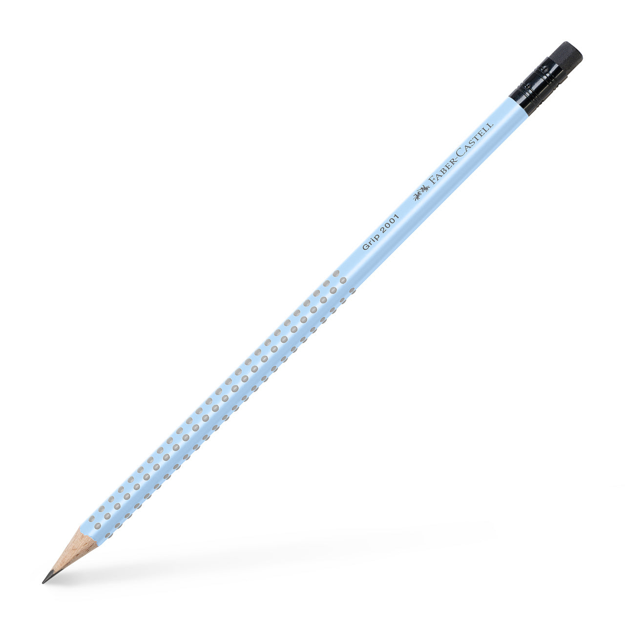 Creion grafit ergonomic Faber-Castell Grip 2001 duritate B, culoarea Bleu Sky, cu radieră și zonă anti-alunecare