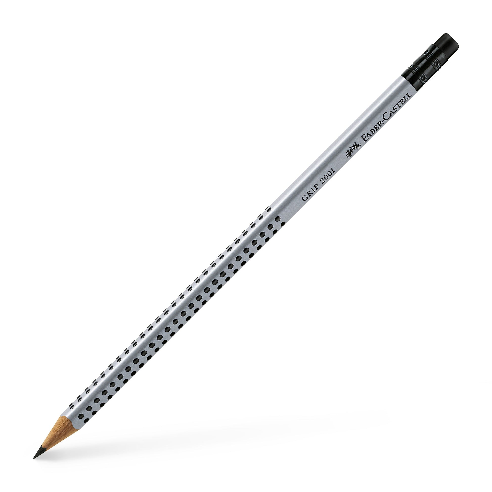 Creion grafit ergonomic Faber-Castell Grip 2001 duritate B, cu zonă anti-alunecare și radieră