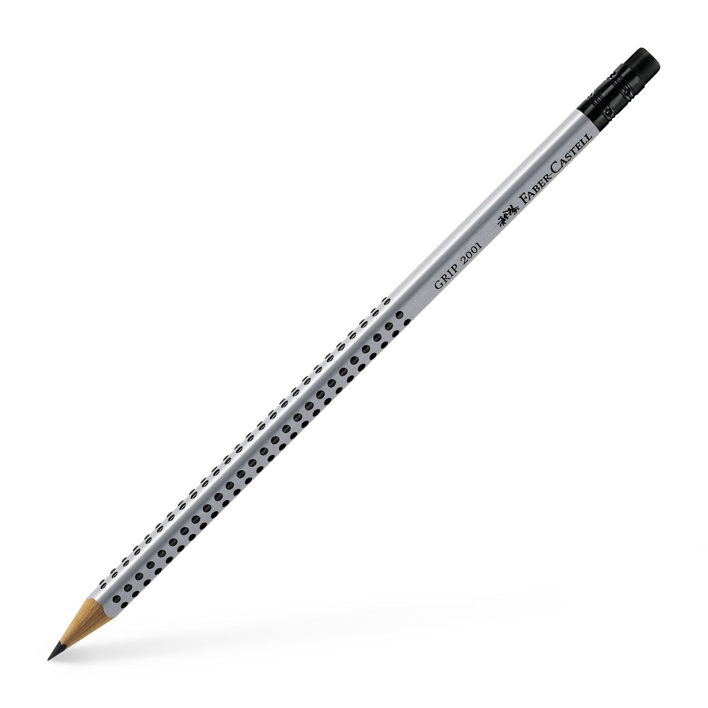 Creion grafit ergonomic Faber-Castell GRIP 2001 duritate HB cu radieră, zonă anti-alunecare