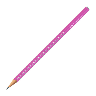 Creion grafit ergonomic Faber-Castell Sparkle duritate B, culoarea Electric Fuchsia perlat, design Aurora