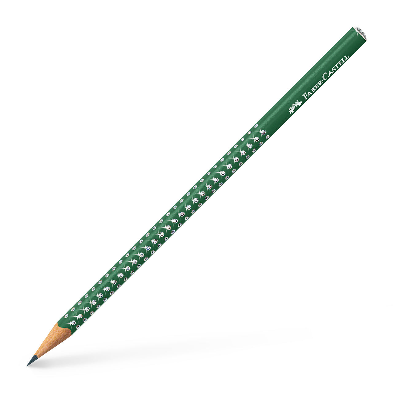 Creion grafit artistic Faber-Castell Sparkle duritate B, culoarea verde perlat cu puncte strălucitoare