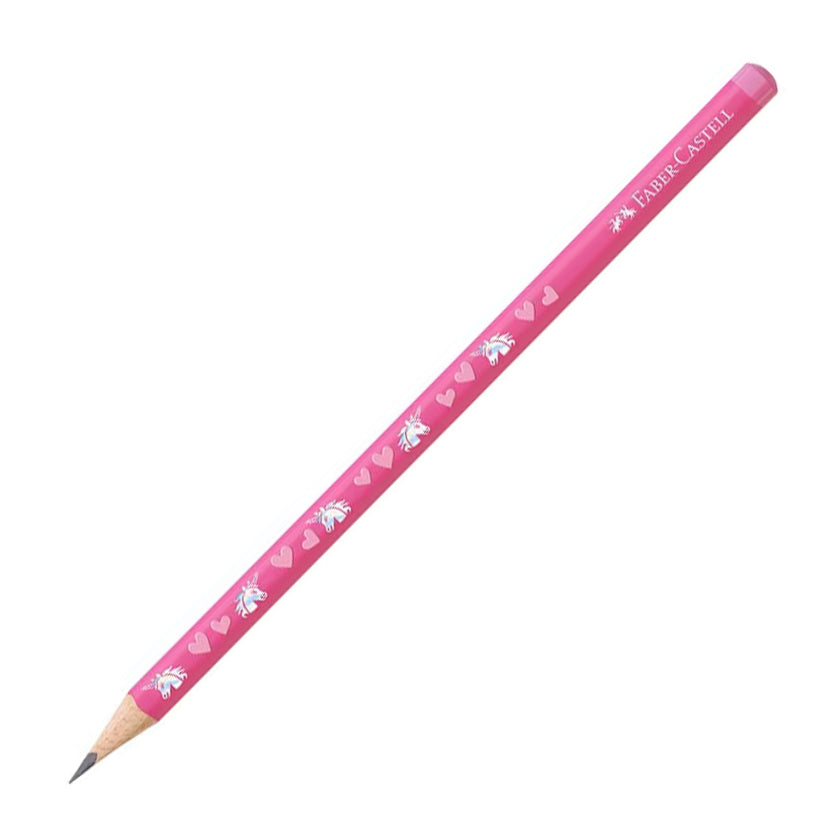 Creion grafit ergonomic Faber-Castell cu design unicorni, duritate HB, pentru elevi