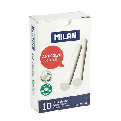 Cutie mare cu 100 bucăți cretă albă rotundă Milan 2442100 anti-praf, ideală pentru tablă
