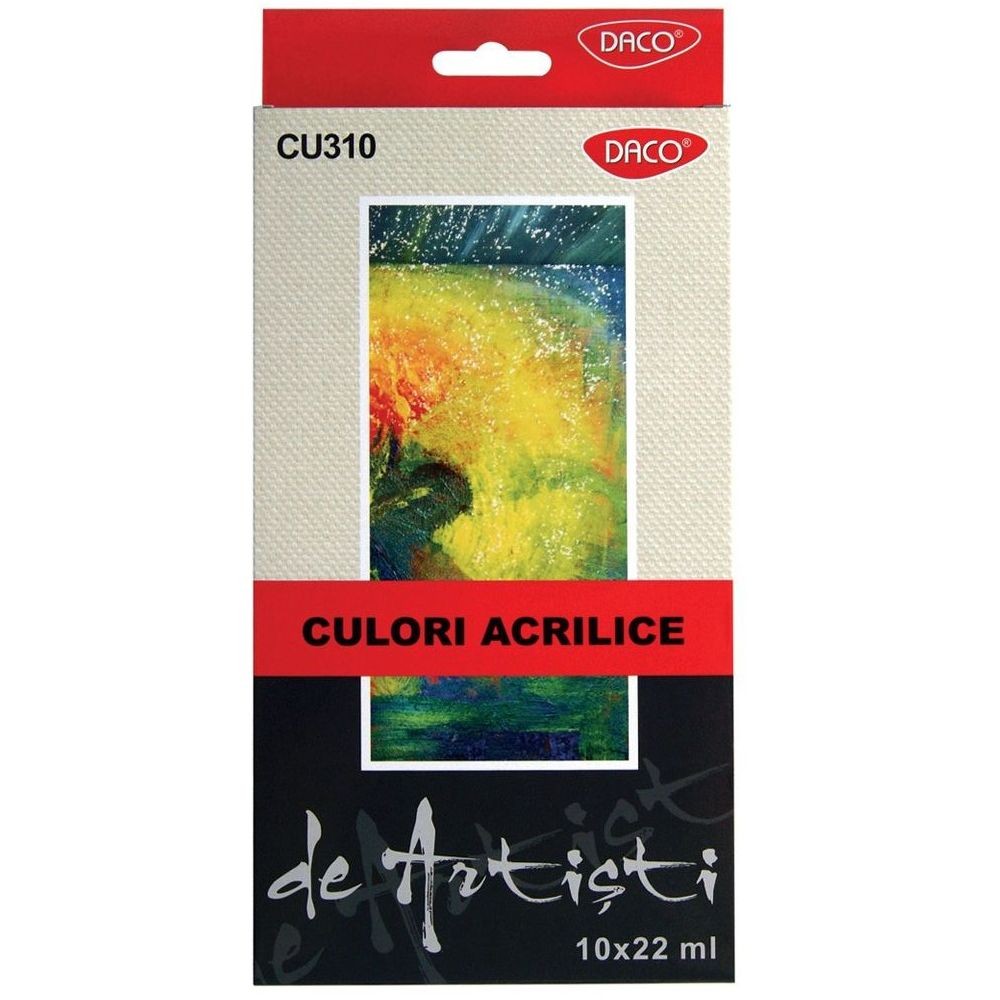Set culori acrilice DACO Artist CU310 10 tuburi de 22 ml calitate profesionala pentru pictura pe panza lemn si perete