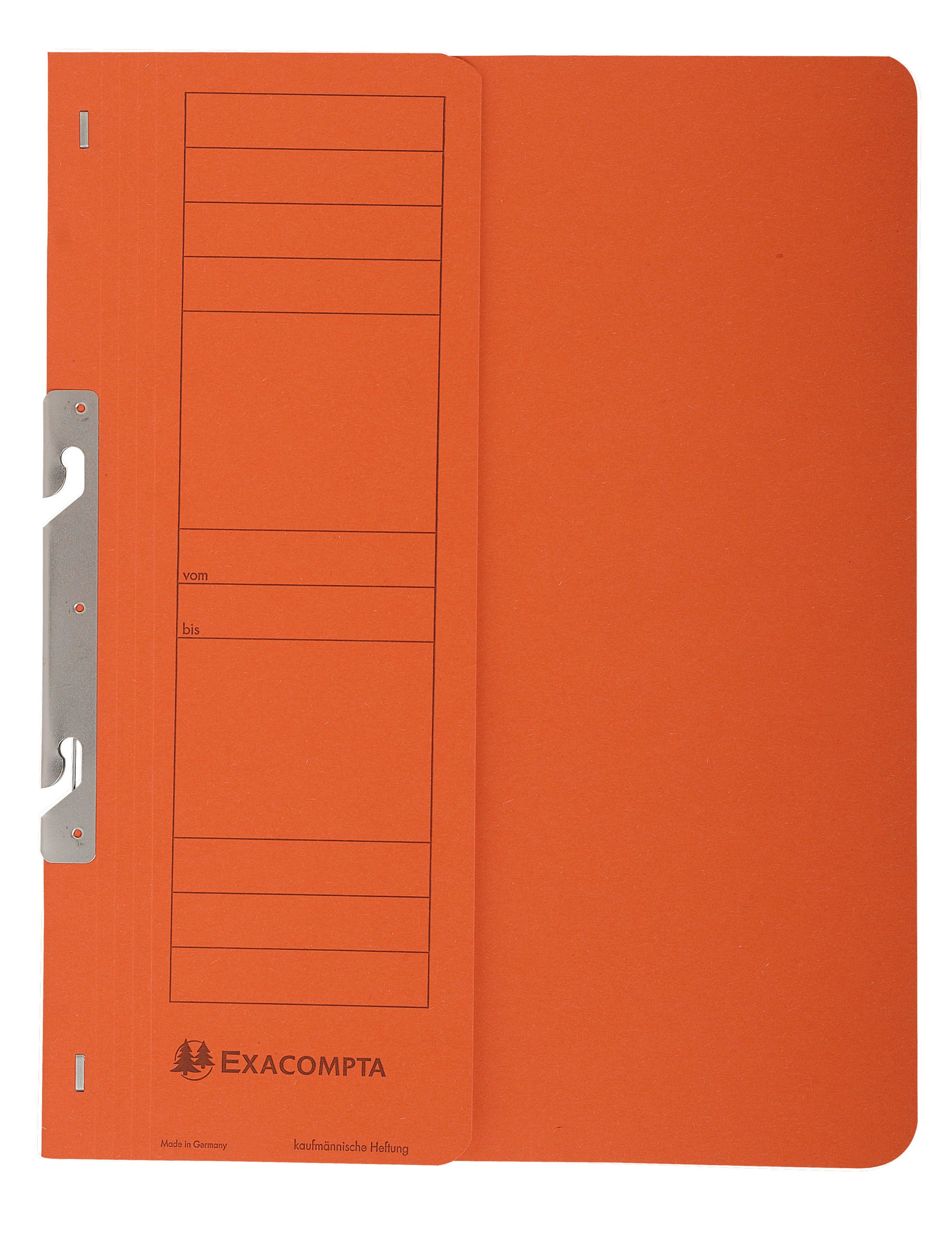 Dosar din carton sustenabil de 250 g/mp, format A4, cu copertă 1/2 și mecanism metalic pentru extracție rapidă din biblioraft, certificat Blue Angel