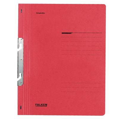 Dosar din carton roșu de 250 g/mp, Falken/Exacompta, format A4, cu alonjă și mecanism pentru biblioraft, ideal pentru arhivare profesională.