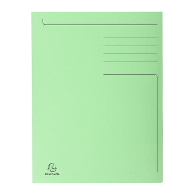 Dosar tip plic Exacompta din carton reciclat verde, format A4, cu 3 clapete interioare pentru protecția documentelor, capacitate 150 coli.