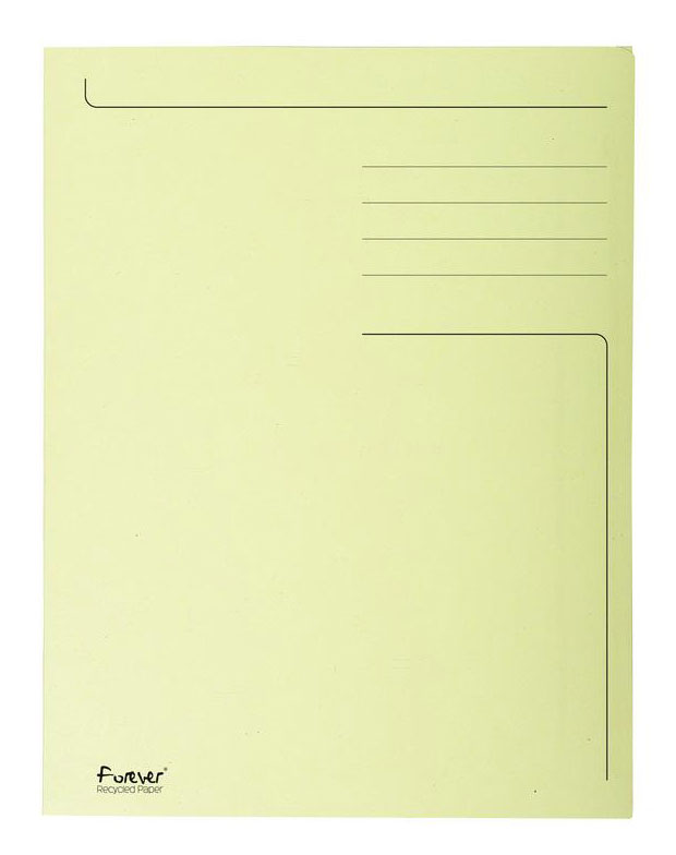 Dosar tip plic din carton reciclat galben, format A4, cu 3 clapete interioare pentru organizarea documentelor neperforate, capacitate 150 coli