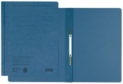 Dosar cu șină metalică Leitz, format A4, culoare albastră, din carton reciclat certificat Blue Angel, ideal pentru arhivarea a 250 de coli
