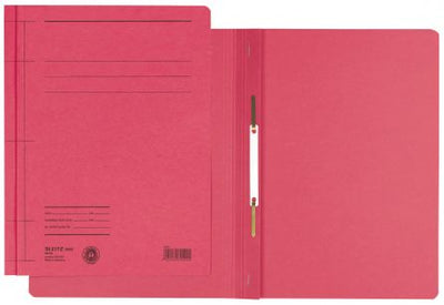 Dosar cu șină metalică Leitz, format A4, culoare roșie, din carton 100% reciclat certificat Blue Angel, ideal pentru arhivarea a 250 de coli.