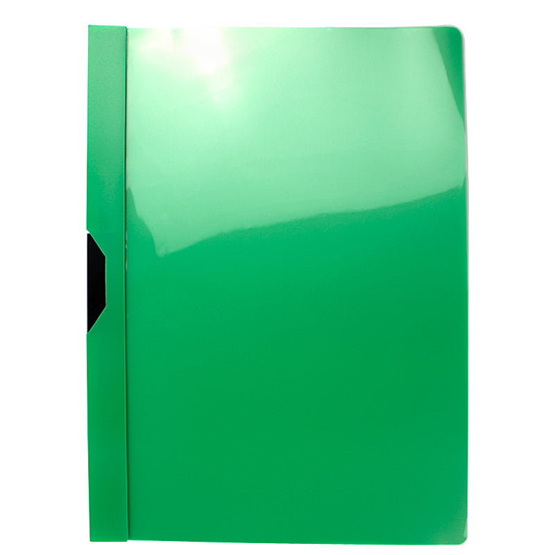 Dosar cu clemă metalică pivotantă Evoffice verde, format A4, ideal pentru prezentări rapide, rapoarte și organizarea documentelor fără perforare.
