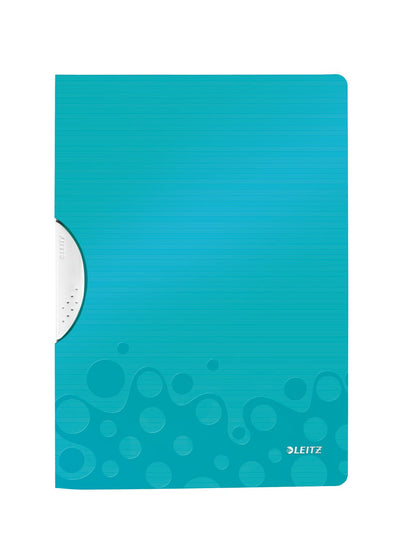 Dosar cu clip Leitz ColorClip WOW turcoaz metalizat, design modern dual-color, ideal pentru prezentarea profesională a documentelor A4