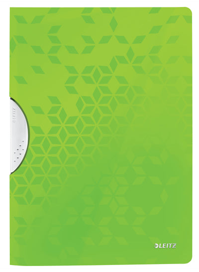 Dosar cu clip Leitz ColorClip WOW verde, design modern dual-color, ideal pentru prezentarea profesională și transportul documentelor A4.