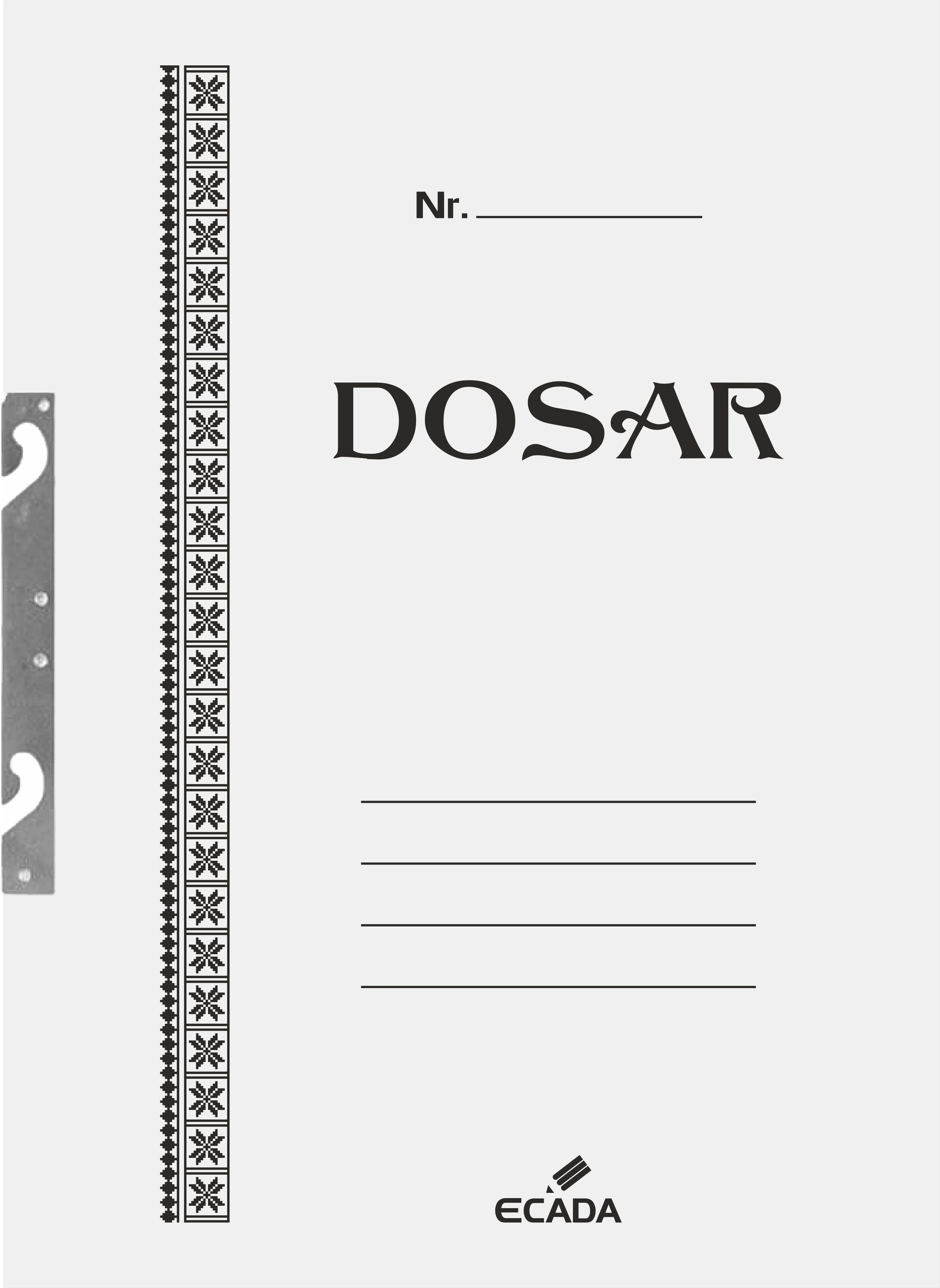 Dosar încopciat 1/1 Ecada din carton, format A4, ideal pentru arhivarea eficientă și organizarea documentelor la birou.