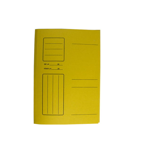 Dosar cu șină din carton duplex color WILLGO, format A4, culoare galbenă, gramaj 250g/mp, ideal pentru organizarea și arhivarea rapidă a documentelor
