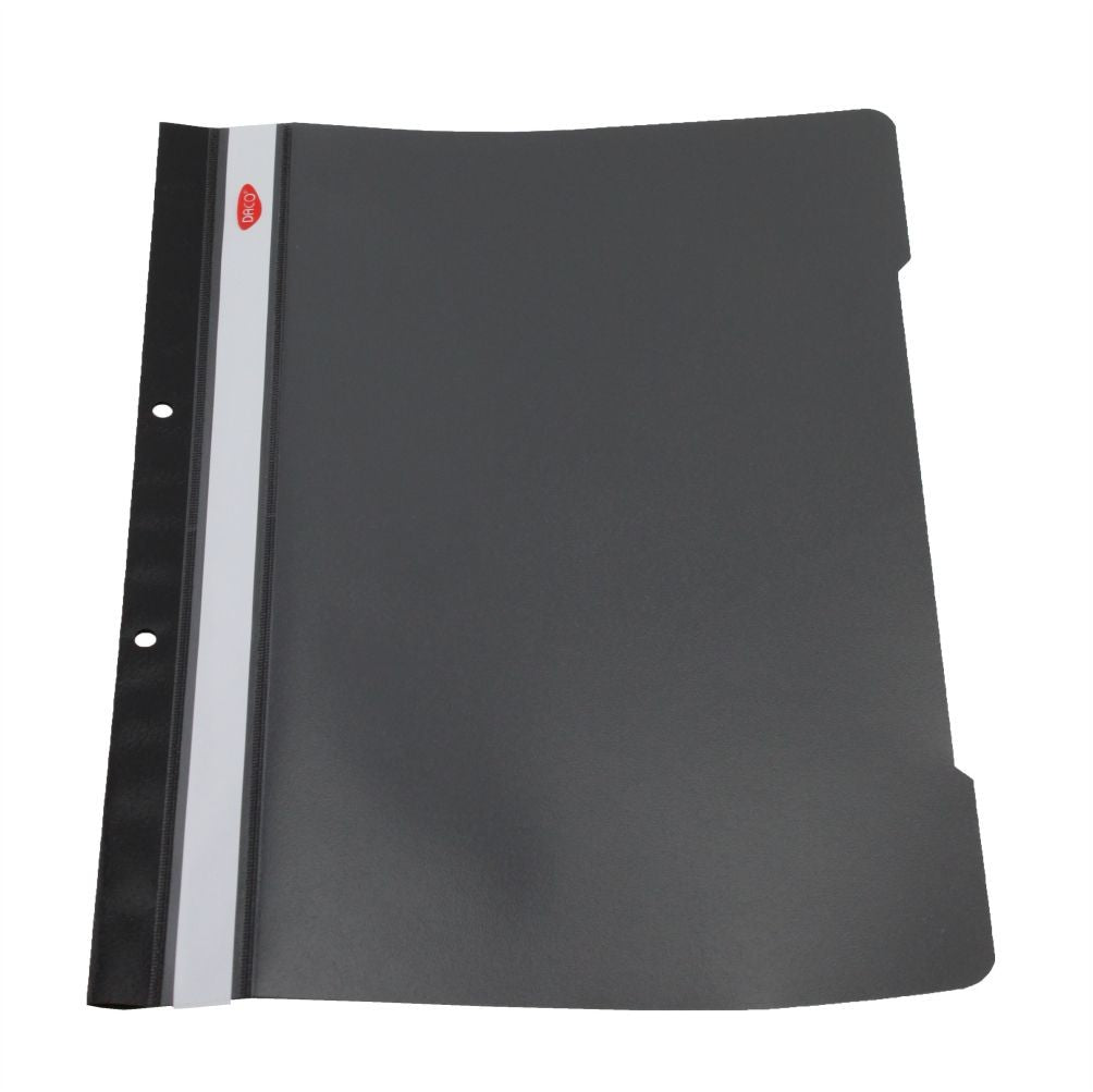 Dosar cu șină metalică DACO, format A4, culoare negru, din PVC, ideal pentru organizarea profesională și protejarea documentelor