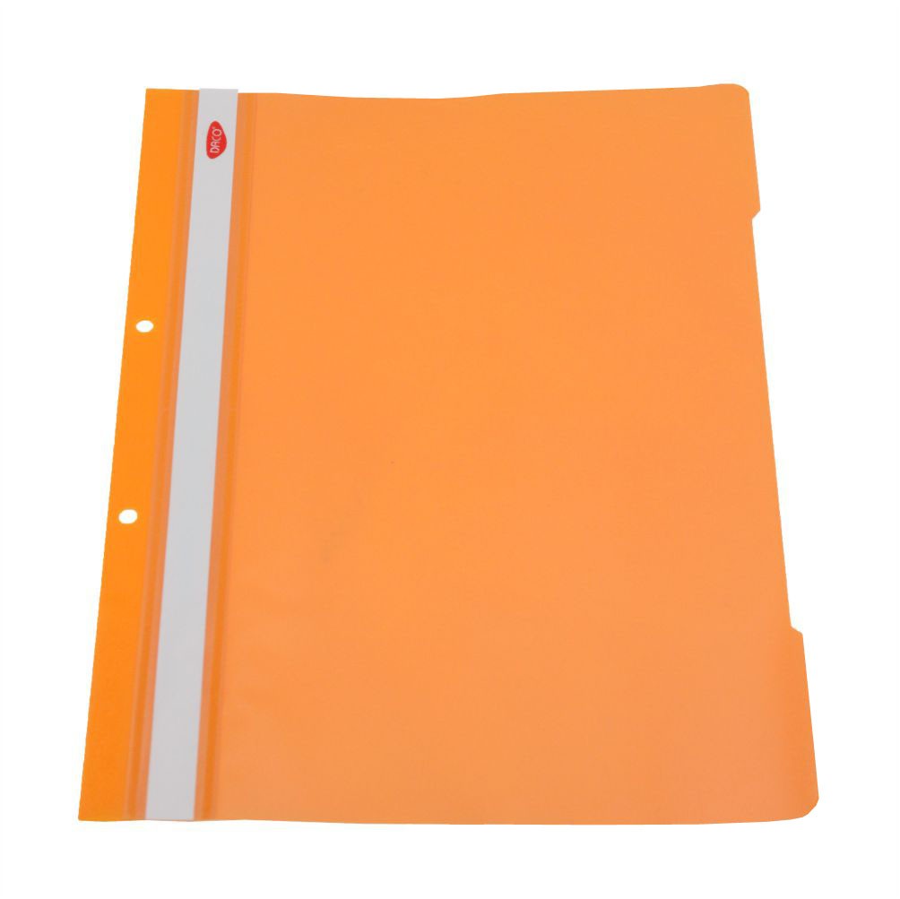 Dosar cu șină metalică DACO, format A4, culoare portocalie, din PVC, ideal pentru organizarea eficientă și protecția documentelor de birou