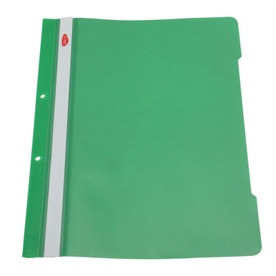 Dosar cu șină metalică DACO, format A4, culoare verde închis, din PVC, ideal pentru organizarea eficientă și protecția documentelor de birou