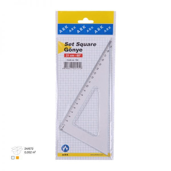 Echer de 21 cm cu unghiuri de 30/60 grade marca Ark 104E pentru școală și desen tehnic
