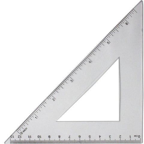 Echer din plastic transparent de 13 cm cu unghi de 45 grade și gradație duală Evoffice