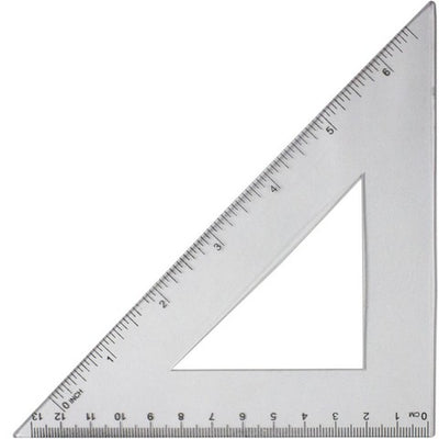 Echer din plastic transparent de 13 cm cu unghi de 45 grade și gradație duală Evoffice