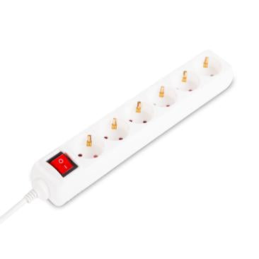 Prelungitor 3m 6 prize cu intrerupator, alb, Inlet