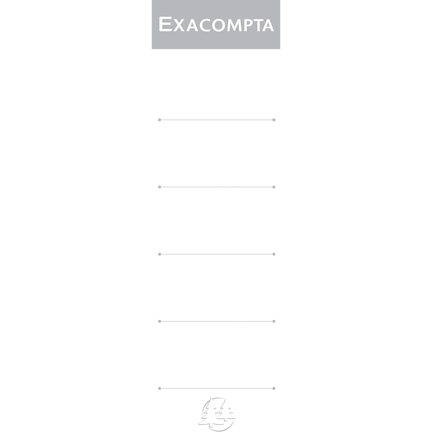 Etichete albe din carton Exacompta pentru bibliorafturi cu cotor de 75 mm, dimensiune 48x185 mm, set 10 bucăți, ideale pentru organizarea și identificarea ușoară a dosarelor de birou