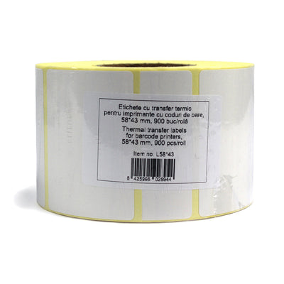 Etichete compatibile cu: imprimantele cu coduri de bare
Dimensiune etichetă: 58*43 mm
Mod ambalare: 900 buc./rolă
Greutate rolă: 430 g.
Dimensiune rolă: 11.5*6.2 cm (diametru Ø 11.5 cm)