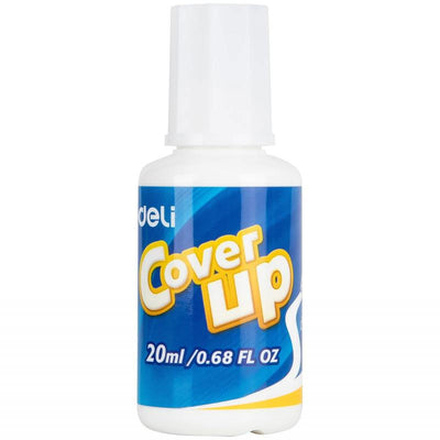 Fluid corector Deli 20ml pe baza de solvent cu aplicator pensula pentru uscare rapida si acoperire mare