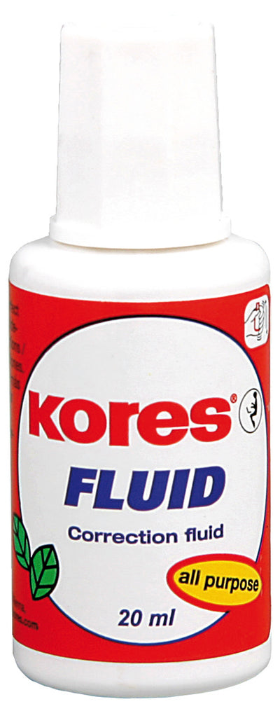 Fluid corector Kores 20ml pe baza de solvent cu aplicator pensula si bila de amestec pentru uscare rapida