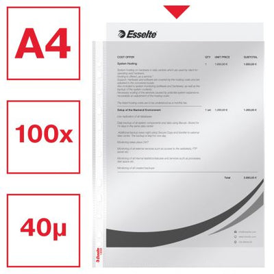 Folie Protectie A4 Cristal 40 Microni 100/Top Esselte