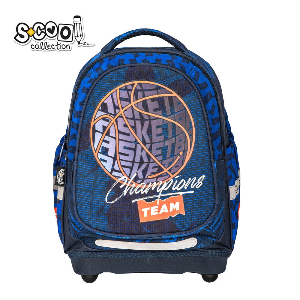 Ghiozdan anatomic baieti S-COOL model Basketball 39 cm ultra-usor 0.7 kg spate respirabil catarama abdominala si baza solida EVA