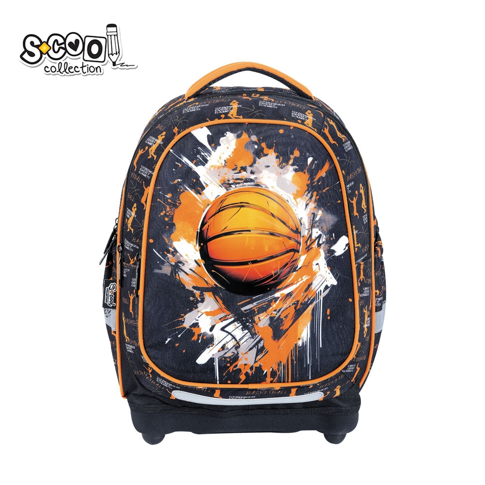 Ghiozdan anatomic pentru baieti S-COOL model Basketball 39 cm ultra-usor 0.670 kg cu spate respirabil catarama talie si baza impermeabila din spuma EVA