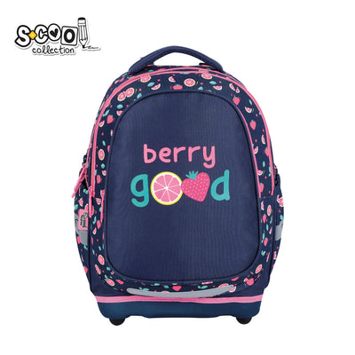 Ghiozdan anatomic fete S-COOL model Berry Good 39 cm ultra-usor 0.670 kg cu spate respirabil catarama talie port-chei si baza impermeabila EVA