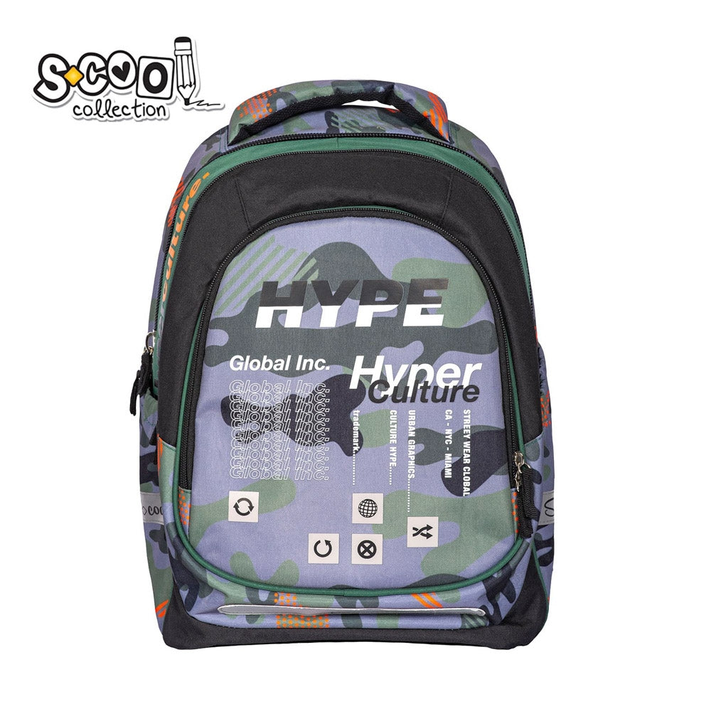 Ghiozdan anatomic ultra-usor S-COOL model Light Hype 41 cm greutate 0.59 kg spate respirabil 5 benzi reflectorizante si baza rezistenta PVC