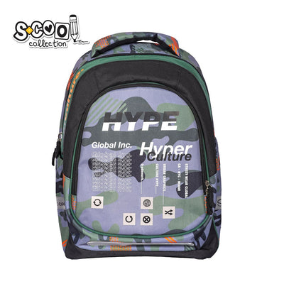 Ghiozdan anatomic ultra-usor S-COOL model Light Hype 41 cm greutate 0.59 kg spate respirabil 5 benzi reflectorizante si baza rezistenta PVC